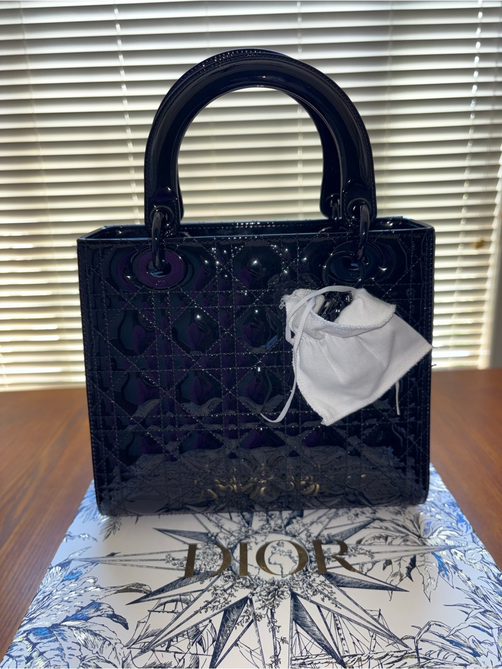Dior Black Patent Lady Dior Satchel
